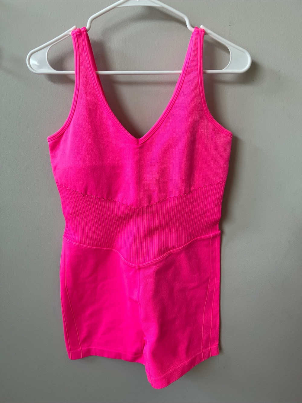 JoyLab Hot Pink Ribbed Workout Romper